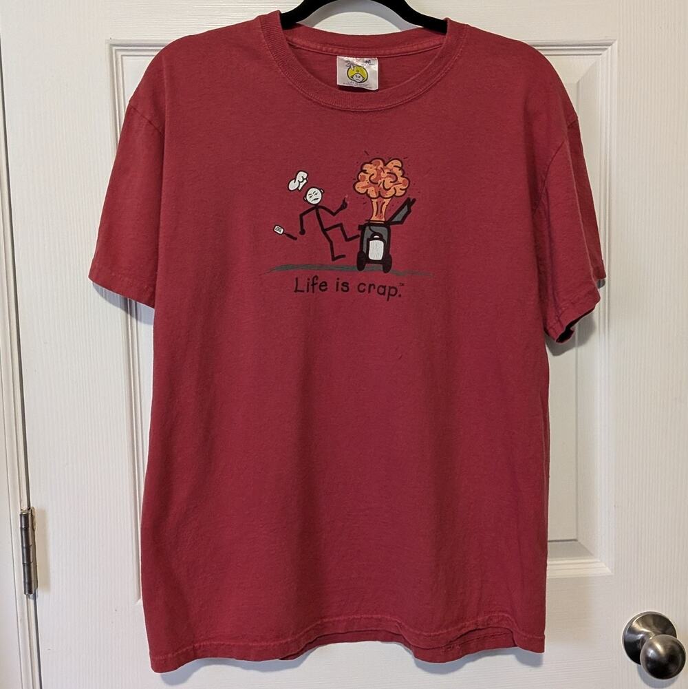 Life Is Crap BBQ Explode Shirt Funny Grilling Cookout Graphic Tee Medium M
